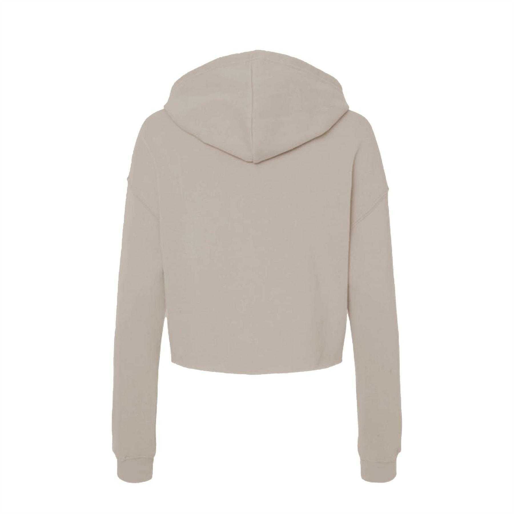Sand - Back - Miso Womens-Ladies Cropped Drawstring Hoodie