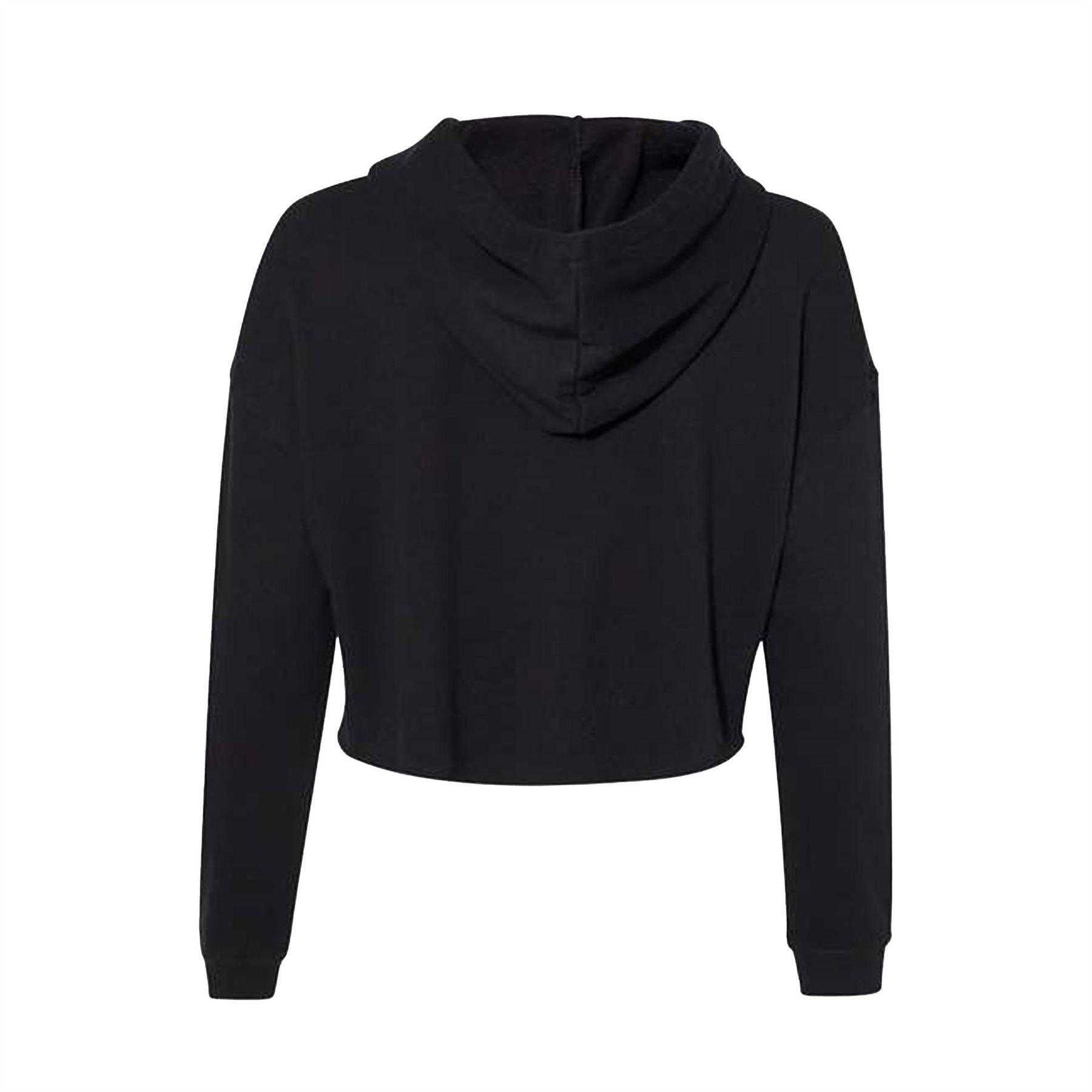 Black - Back - Miso Womens-Ladies Cropped Drawstring Hoodie
