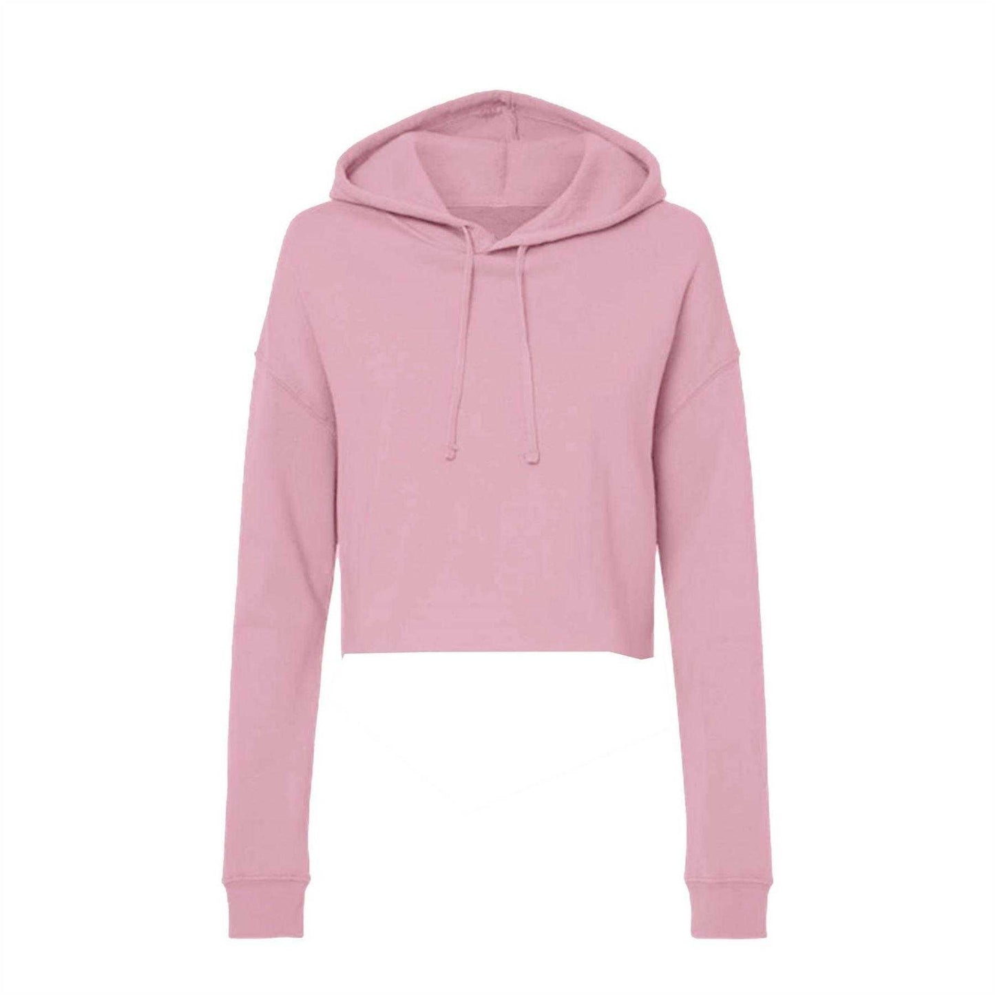 Pink - Front - Miso Womens-Ladies Cropped Drawstring Hoodie