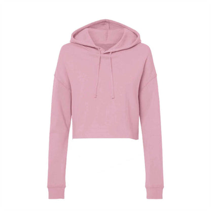Pink - Front - Miso Womens-Ladies Cropped Drawstring Hoodie