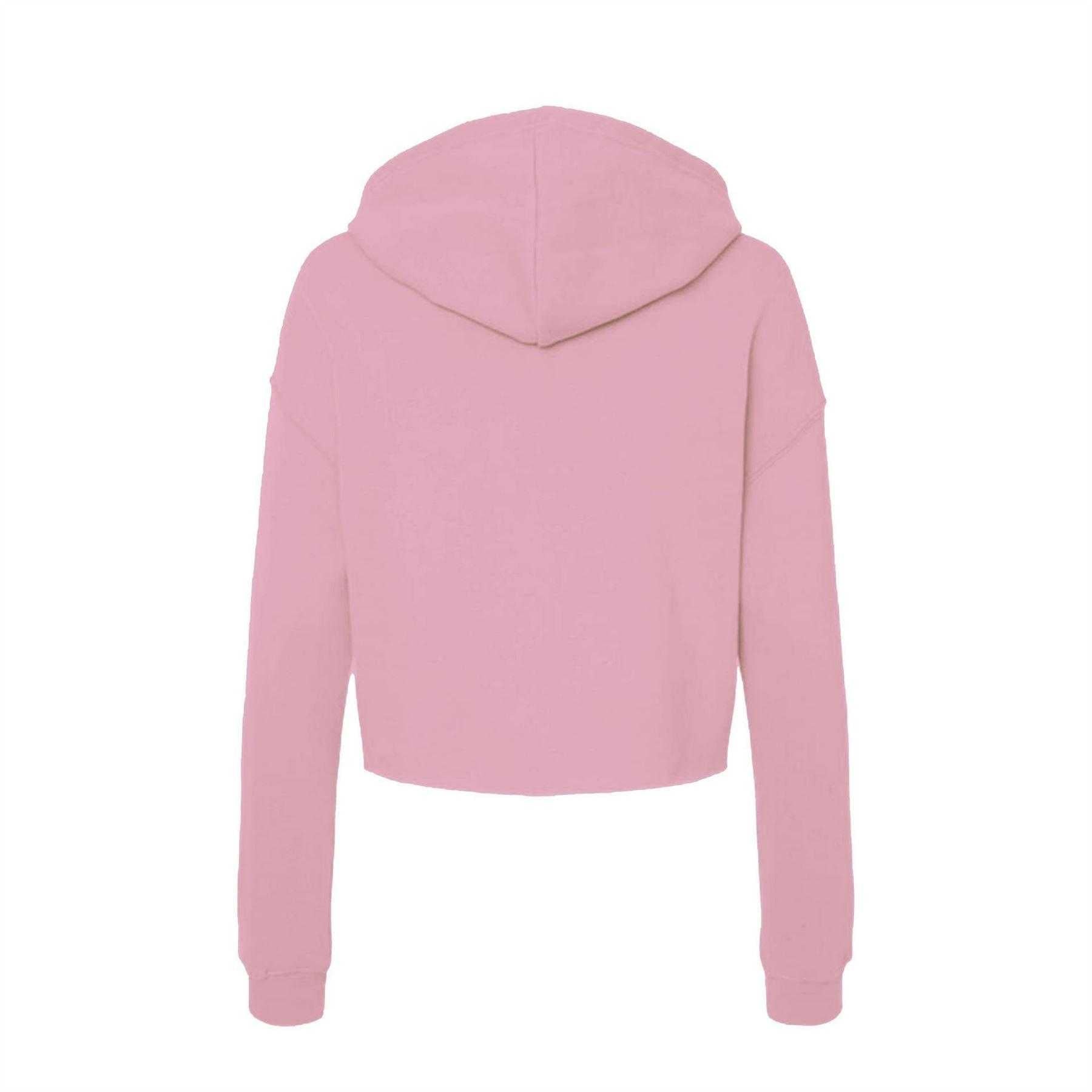 Pink - Back - Miso Womens-Ladies Cropped Drawstring Hoodie