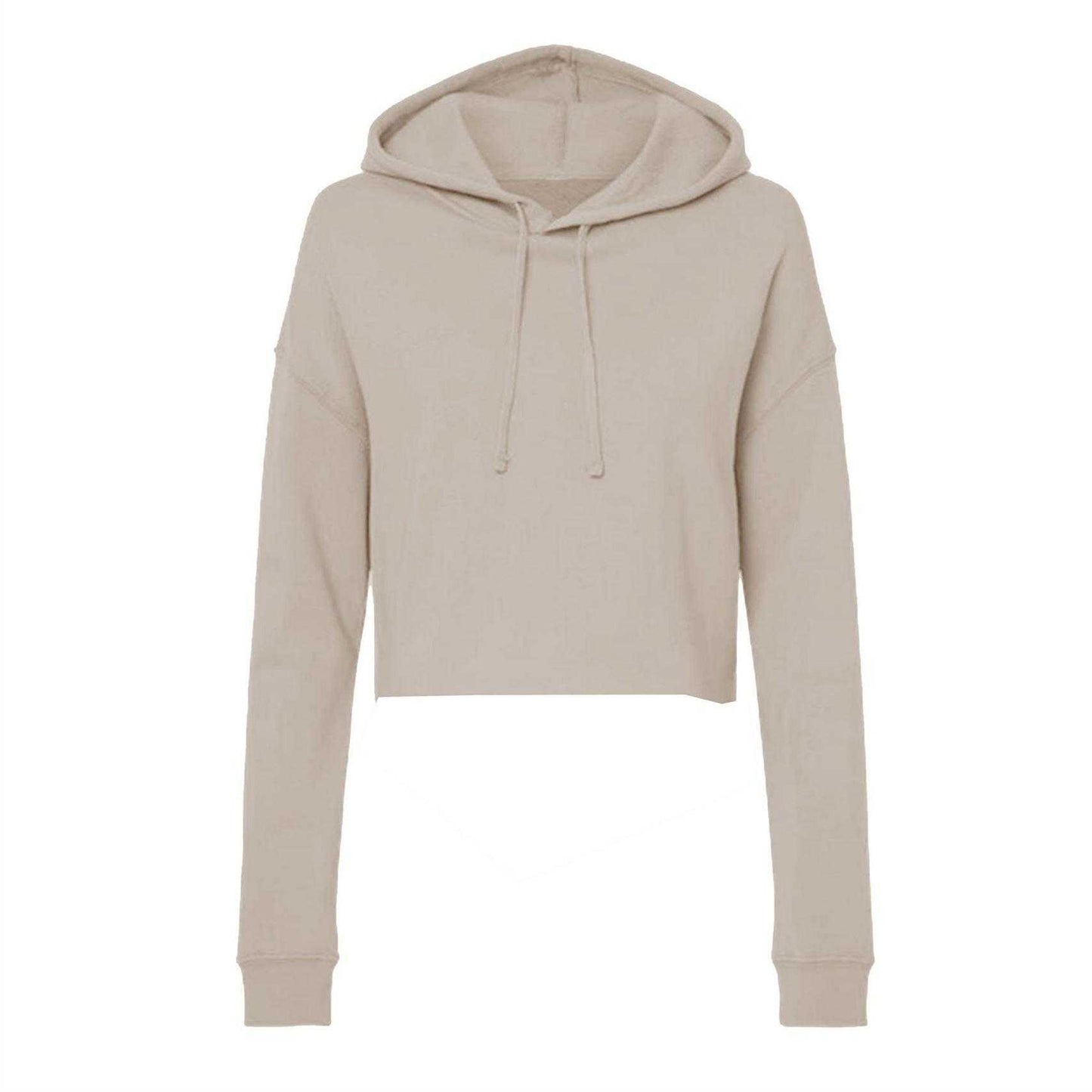 Sand - Front - Miso Womens-Ladies Cropped Drawstring Hoodie