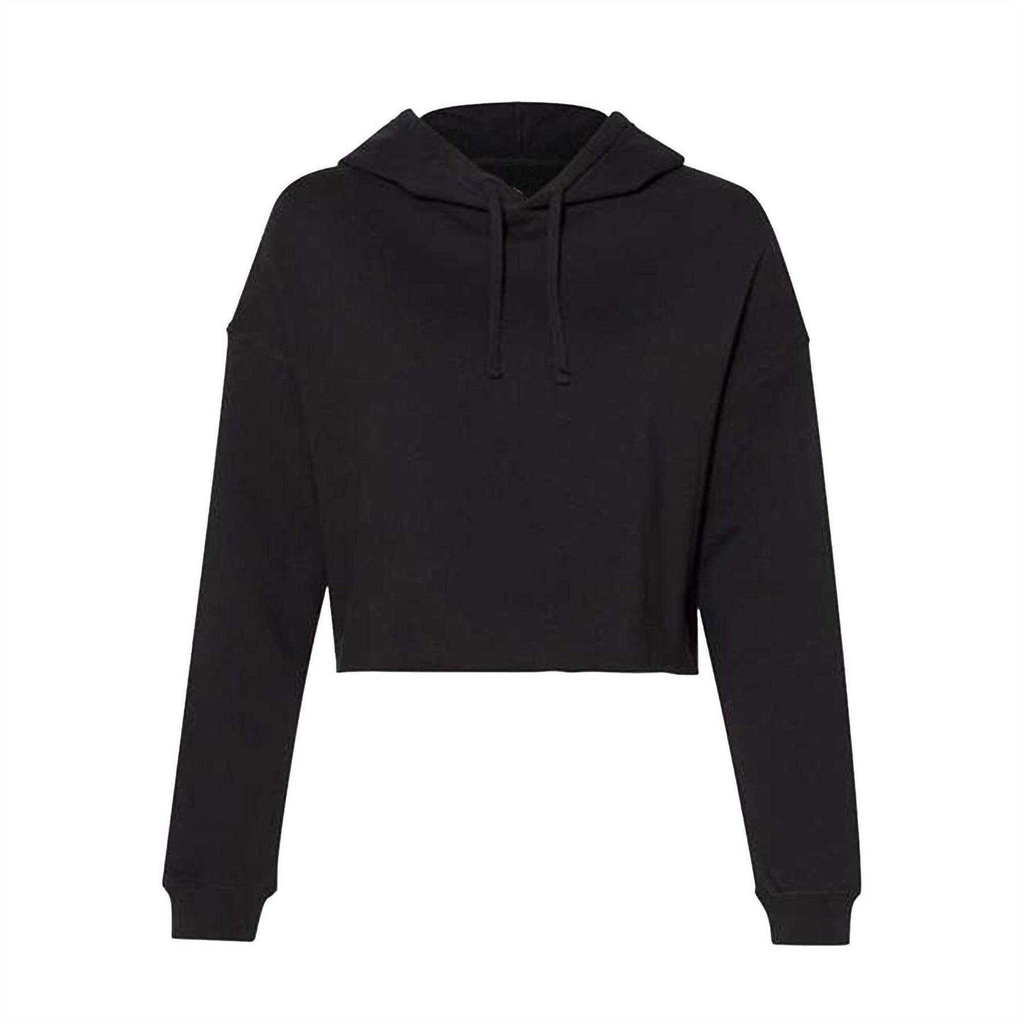 Black - Front - Miso Womens-Ladies Cropped Drawstring Hoodie