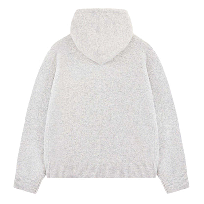 Grey - Back - Couture Club Mens Wool Blend Soft Full Zip Hoodie