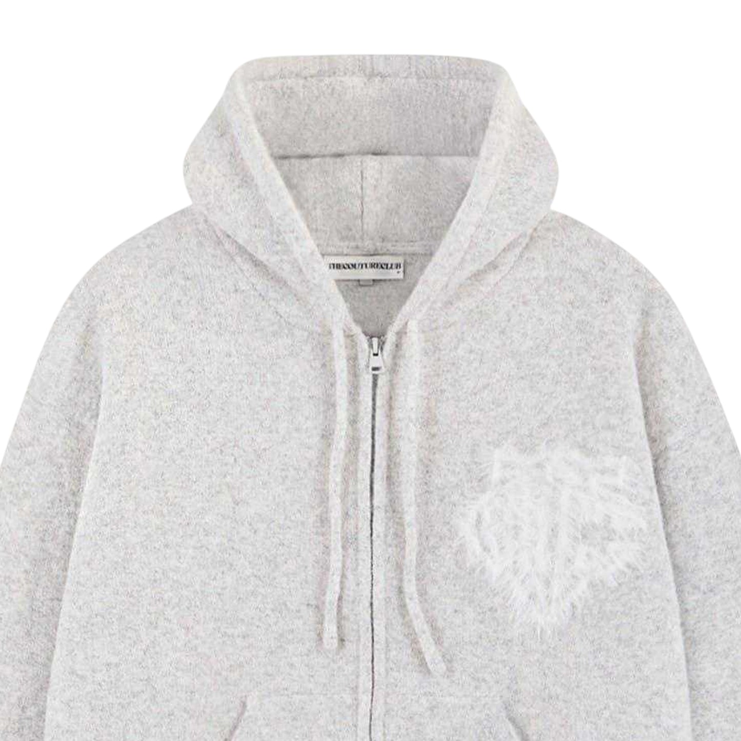 Grey - Side - Couture Club Mens Wool Blend Soft Full Zip Hoodie
