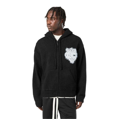 Black - Side - Couture Club Mens Wool Blend Soft Full Zip Hoodie