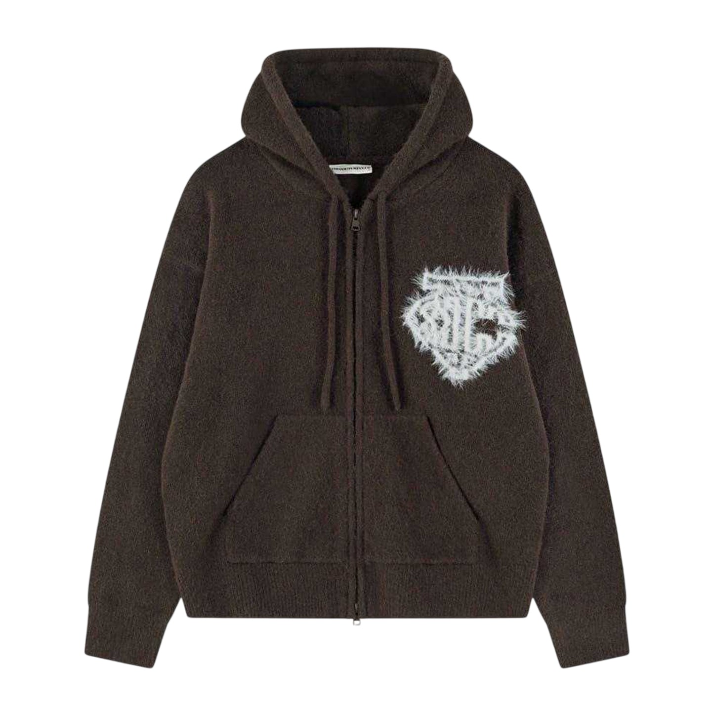 Brown - Front - Couture Club Mens Wool Blend Soft Full Zip Hoodie