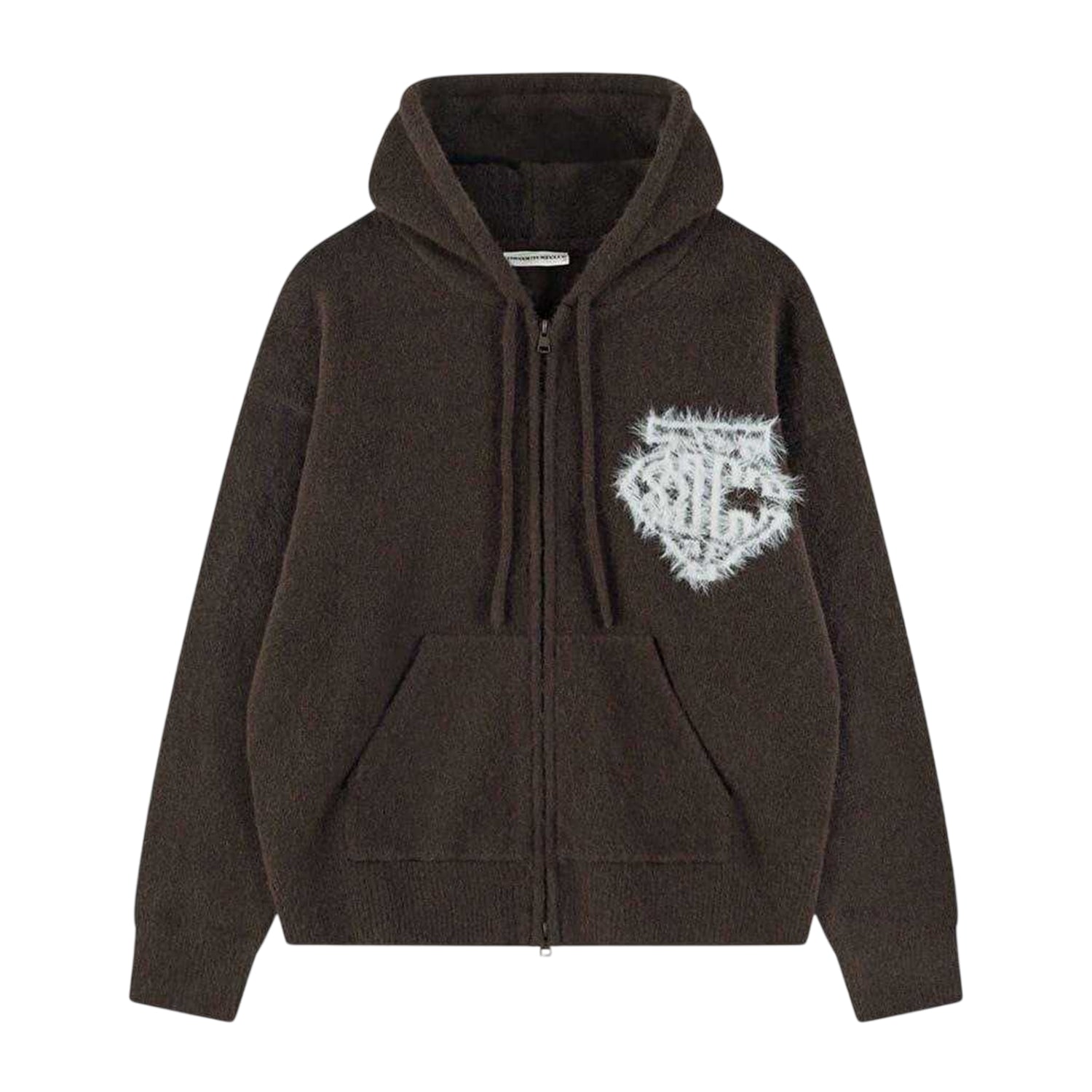 Brown - Front - Couture Club Mens Wool Blend Soft Full Zip Hoodie
