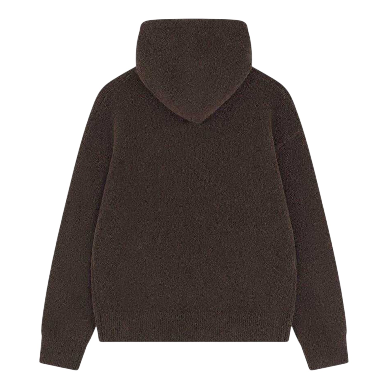 Brown - Back - Couture Club Mens Wool Blend Soft Full Zip Hoodie