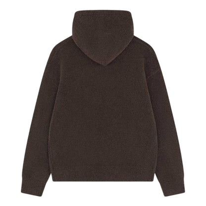 Brown - Back - Couture Club Mens Wool Blend Soft Full Zip Hoodie