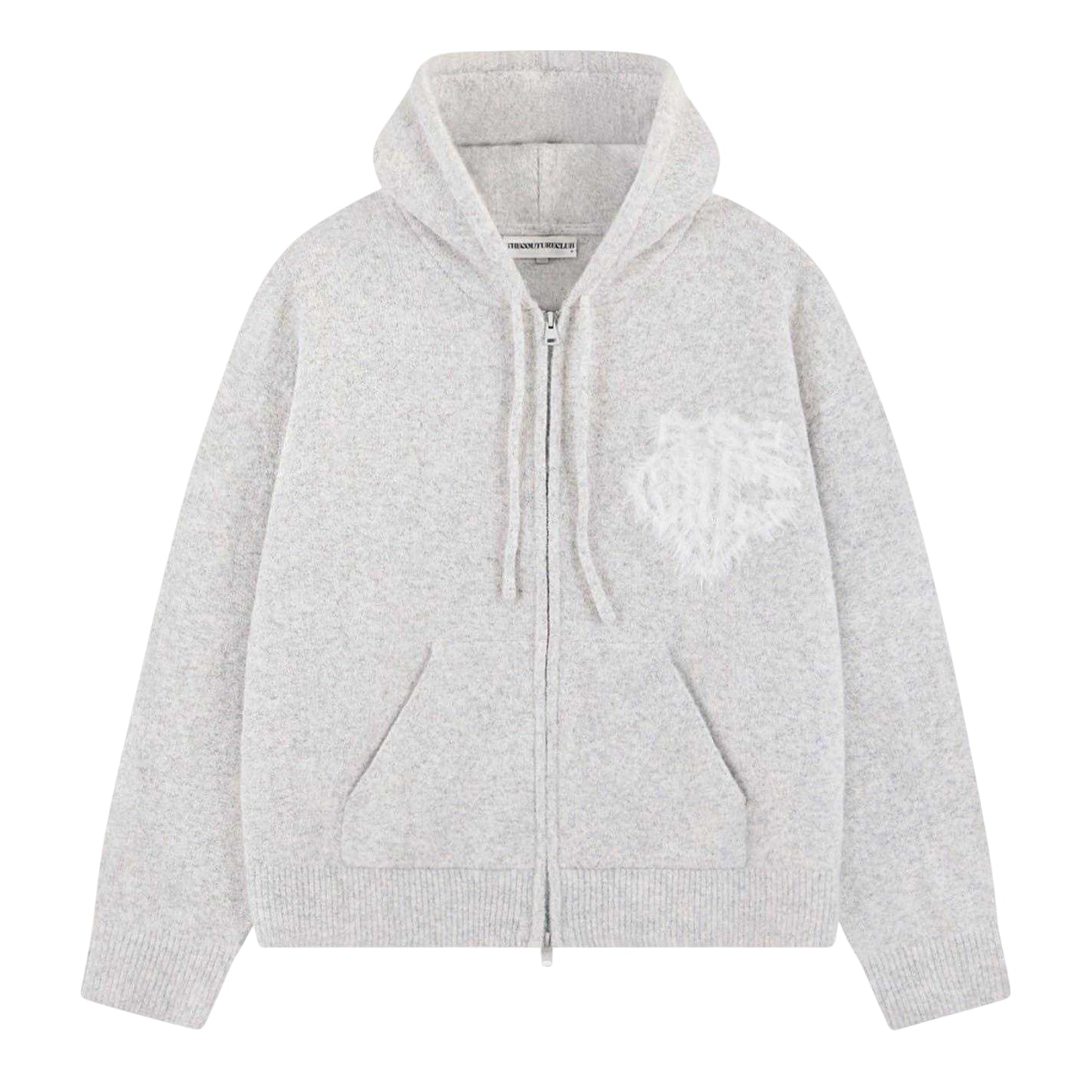 Grey - Front - Couture Club Mens Wool Blend Soft Full Zip Hoodie