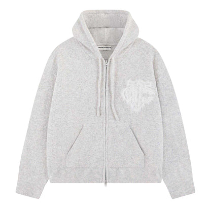 Grey - Front - Couture Club Mens Wool Blend Soft Full Zip Hoodie