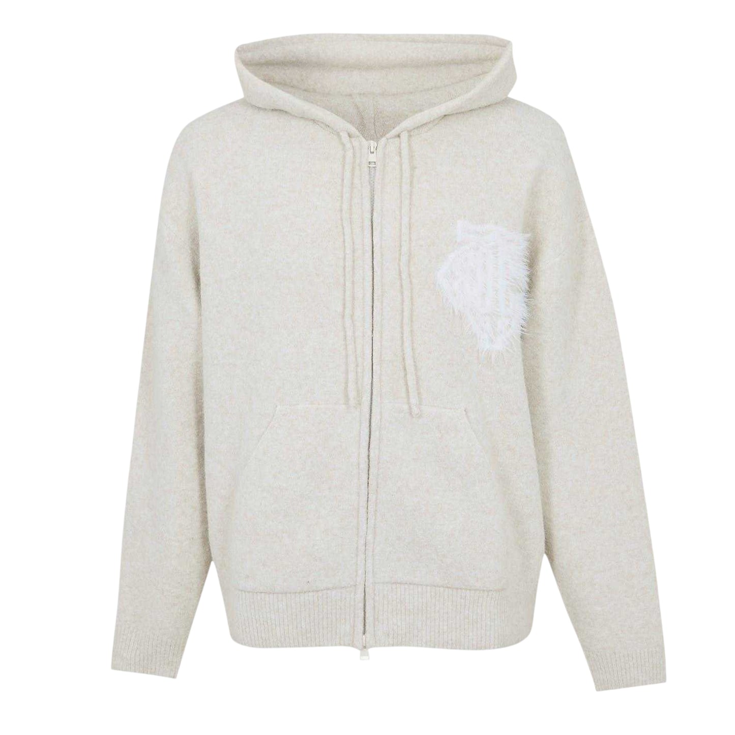 Beige - Front - Couture Club Mens Wool Blend Soft Full Zip Hoodie