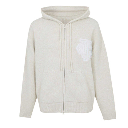 Beige - Front - Couture Club Mens Wool Blend Soft Full Zip Hoodie