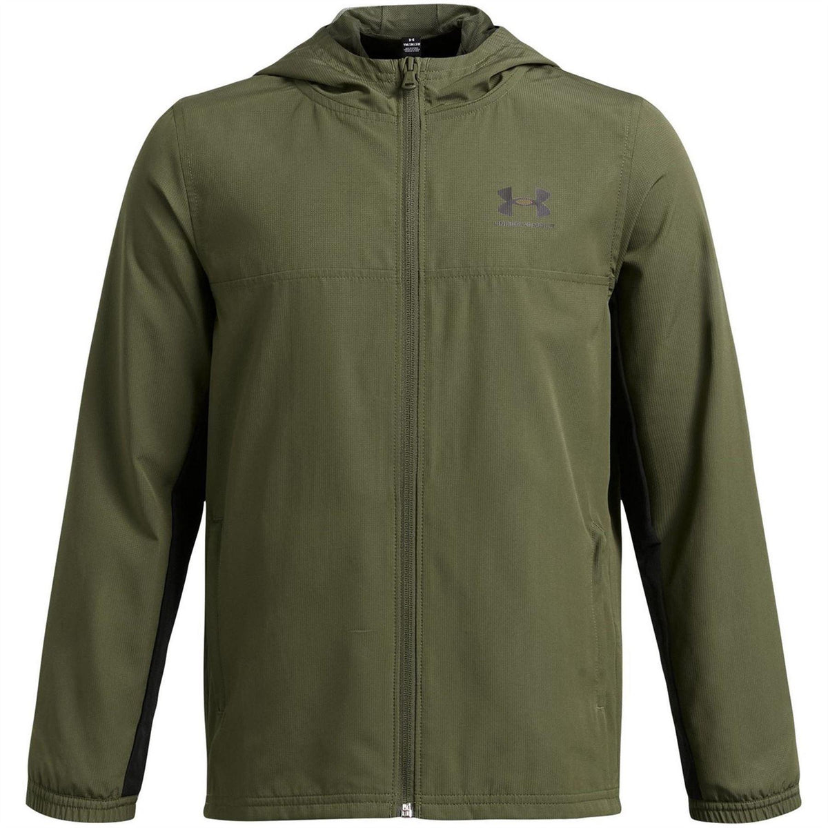 Green-Black - Front - Under Armour Boys Rival Lightweight Full Zip Hoodie