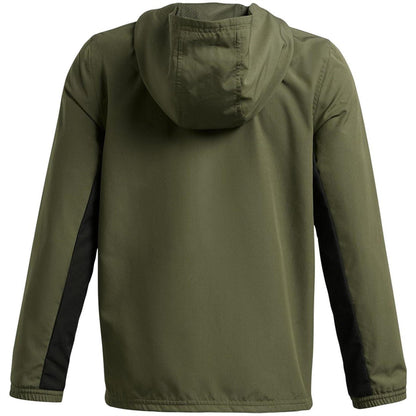 Green-Black - Back - Under Armour Boys Rival Lightweight Full Zip Hoodie