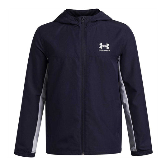 Navy-White - Front - Under Armour Boys Rival Lightweight Full Zip Hoodie