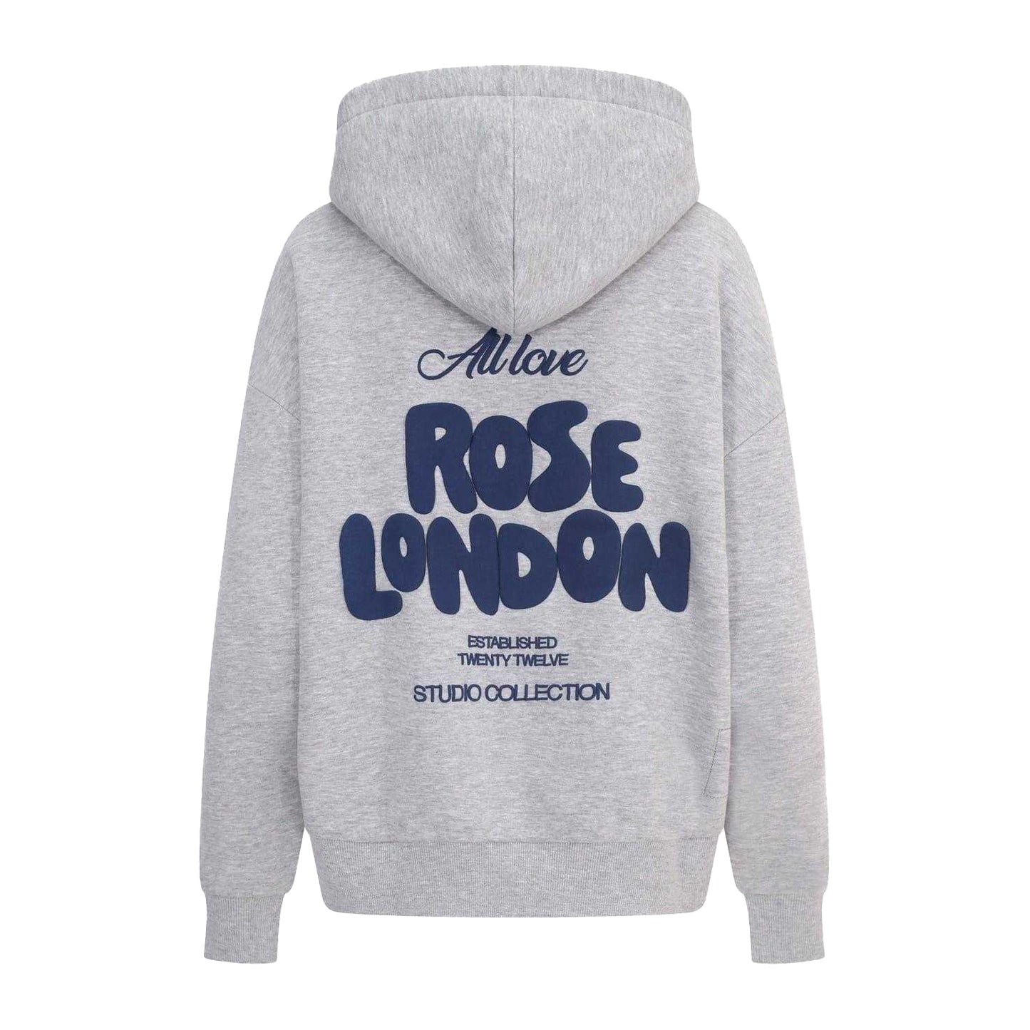 Grey Marl - Back - Rose London Womens-Ladies Graphic Print Full Zip Hoodie