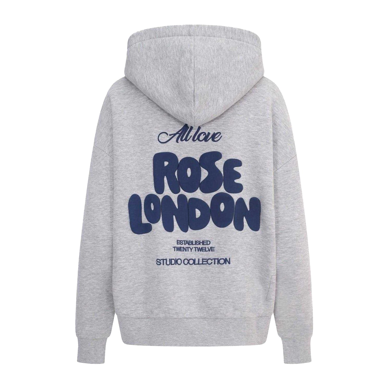 Grey Marl - Back - Rose London Womens-Ladies Graphic Print Full Zip Hoodie