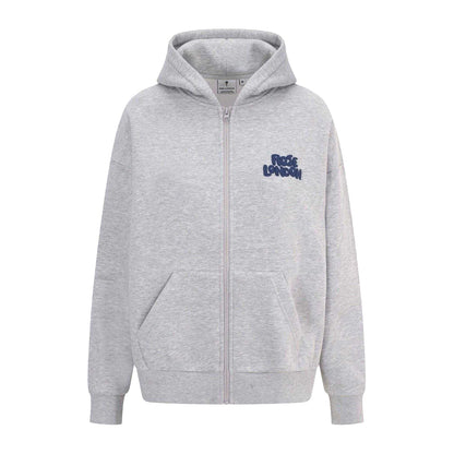 Grey Marl - Front - Rose London Womens-Ladies Graphic Print Full Zip Hoodie