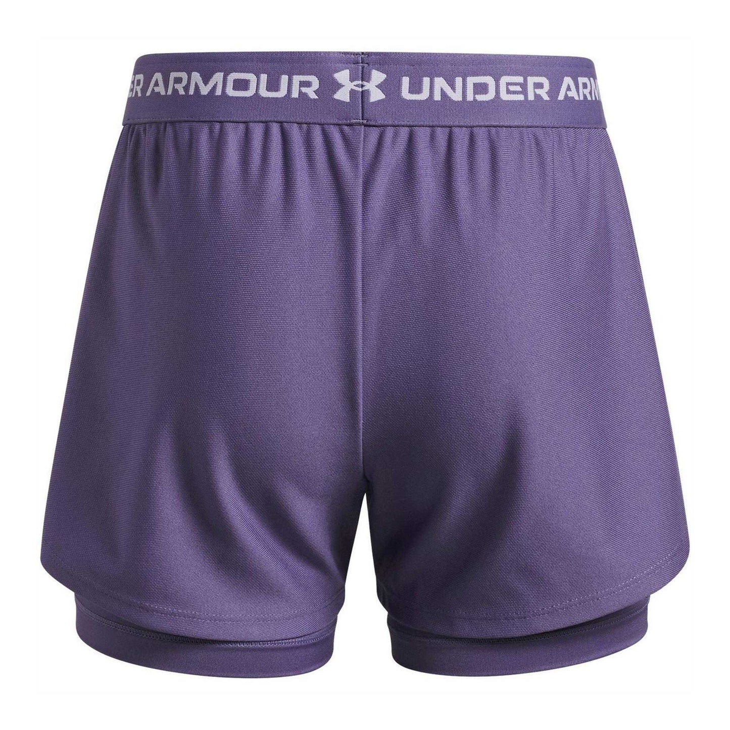 Purple-White - Back - Under Armour Childrens-Kids Tech Play Up Shorts