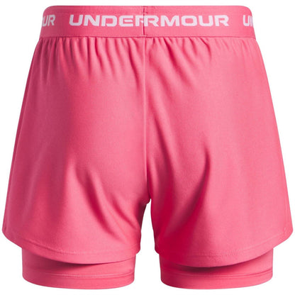 Super Pink - Back - Under Armour Childrens-Kids Tech Play Up Shorts