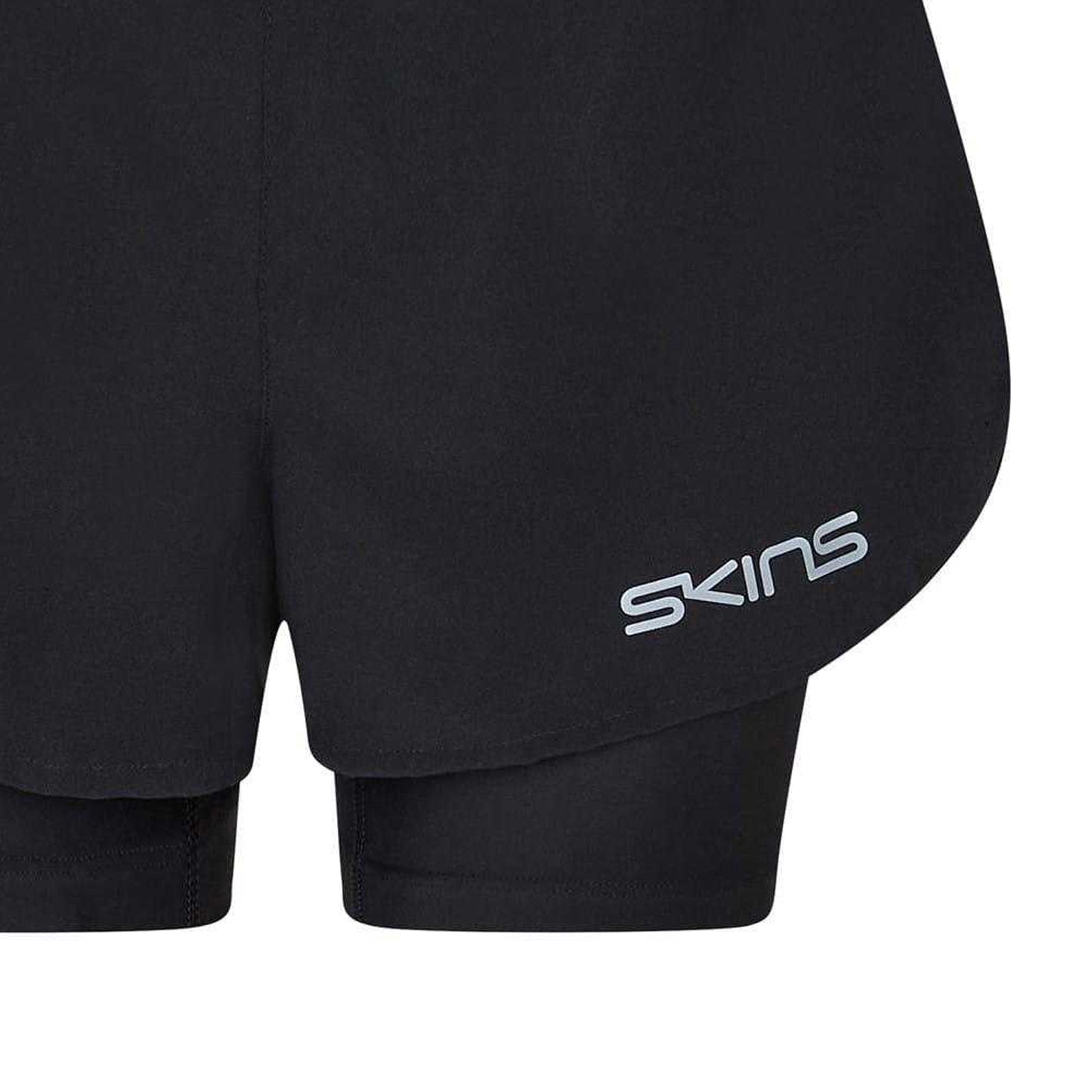 Black - Back - Skins Womens-Ladies Series-3 Superpose Running Shorts