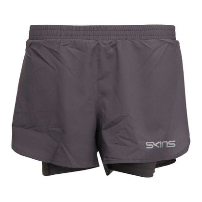 Charcoal - Front - Skins Womens-Ladies Series-3 Superpose Running Shorts