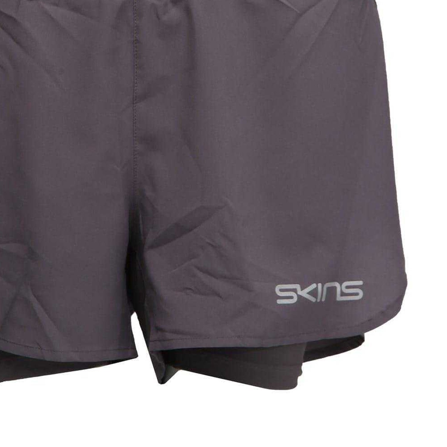 Charcoal - Back - Skins Womens-Ladies Series-3 Superpose Running Shorts