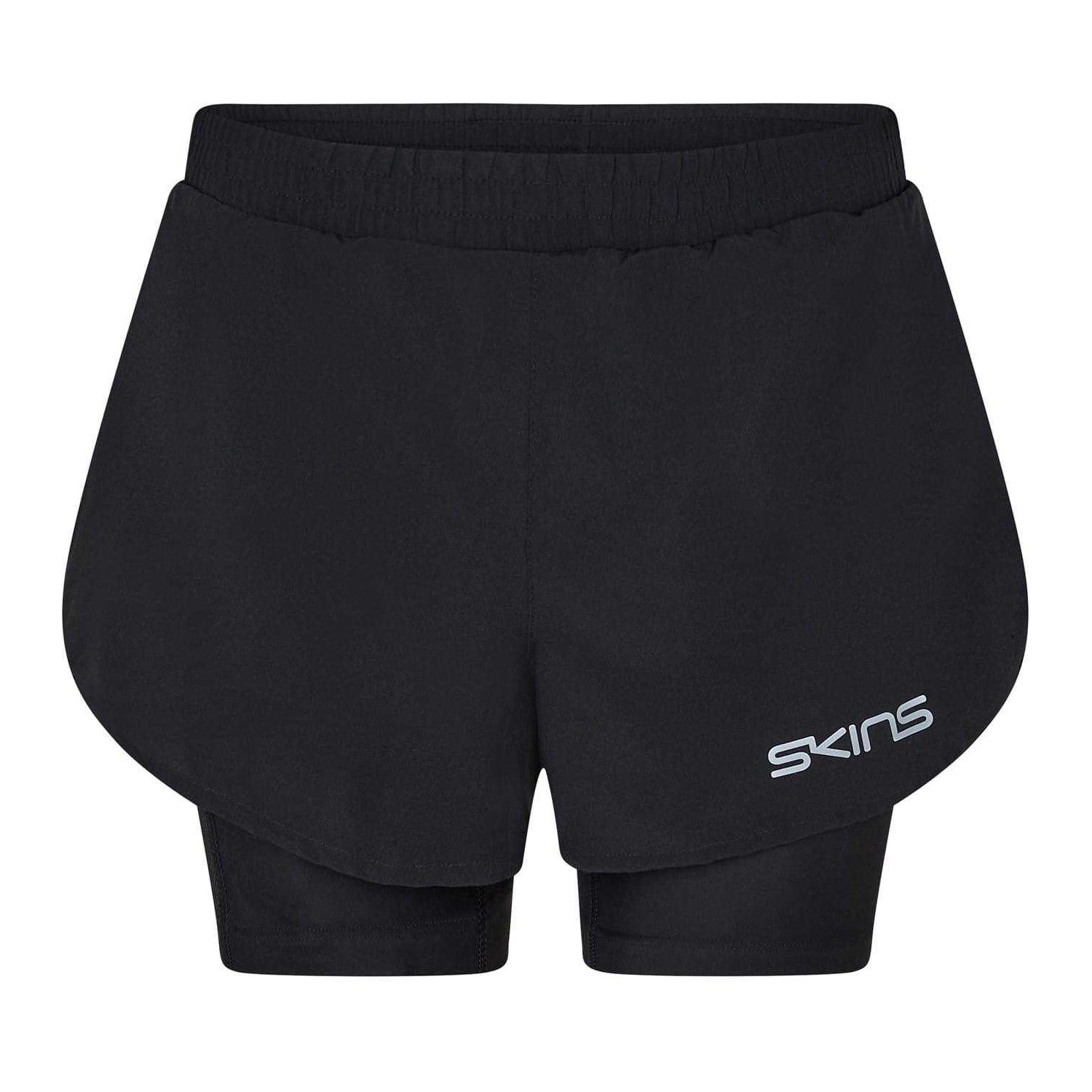 Black - Front - Skins Womens-Ladies Series-3 Superpose Running Shorts