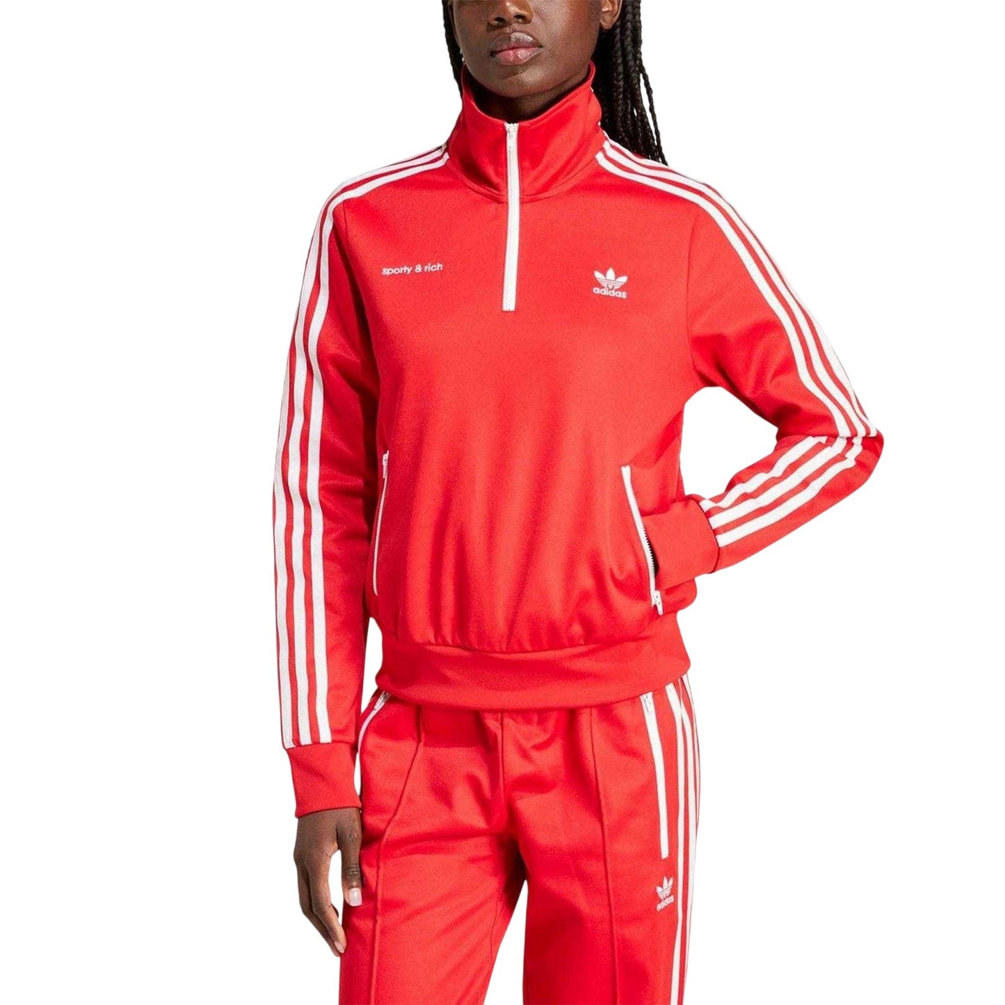 Red - Back - Adidas Womens-Ladies Sporty & Rich Track Top