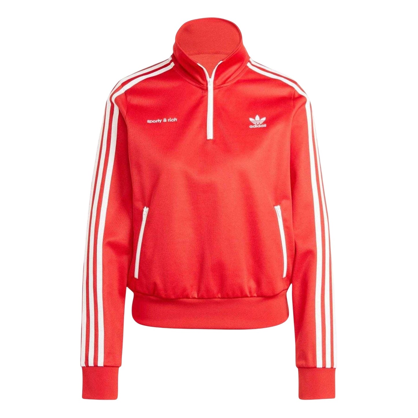 Red - Front - Adidas Womens-Ladies Sporty & Rich Track Top