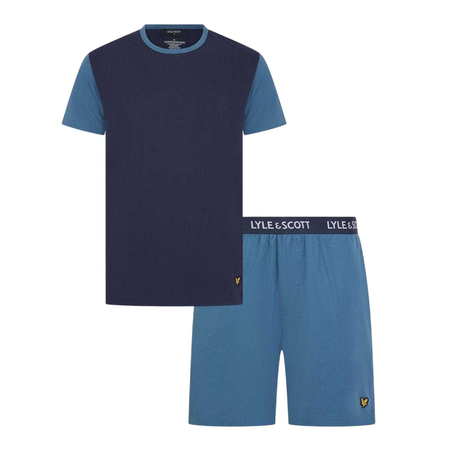 Peacoat-Blue - Front - Lyle & Scott Mens Jersey Short Pyjama Set