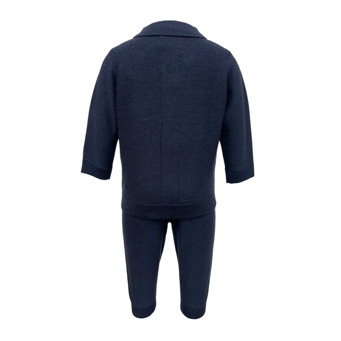 Navy Blazer - Back - Pretty Green Baby Boys Cable Knit Long Pyjama Set