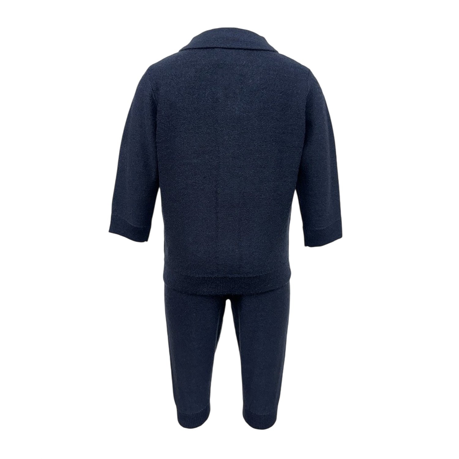 Navy Blazer - Back - Pretty Green Baby Boys Cable Knit Long Pyjama Set