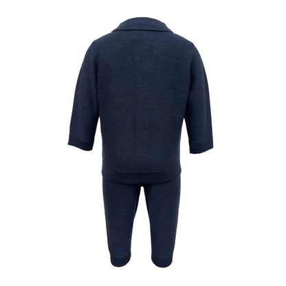 Navy Blazer - Back - Pretty Green Baby Boys Cable Knit Long Pyjama Set
