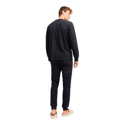 Black - Back - Jack And Jones Mens Combed Cotton Long-Sleeved Loungewear Set