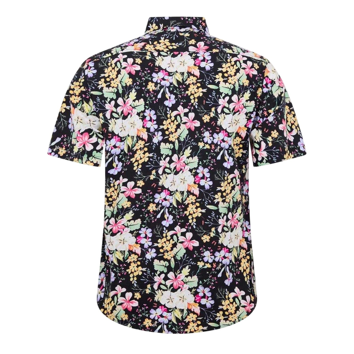 Black-Multicoloured - Back - Replay Mens Floral Regular Shirt