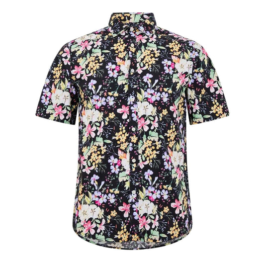 Black-Multicoloured - Front - Replay Mens Floral Regular Shirt