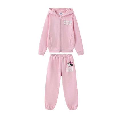 Pink - Front - Disney Childrens-Kids Minnie Mouse Character Snug Fit Hoodie And Joggers Set