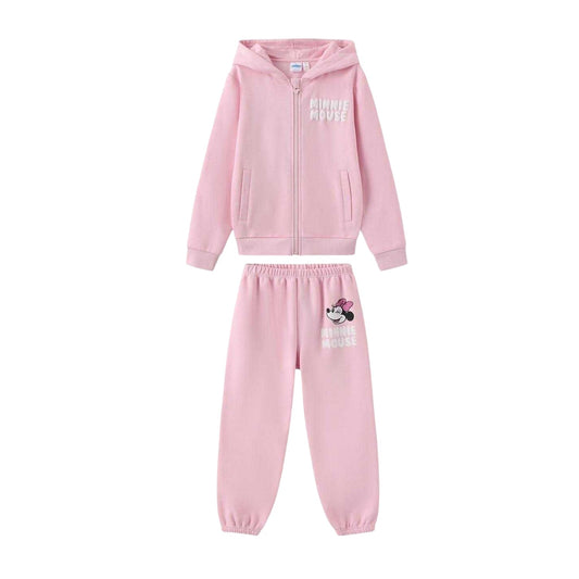 Pink - Front - Disney Childrens-Kids Minnie Mouse Character Snug Fit Hoodie And Joggers Set