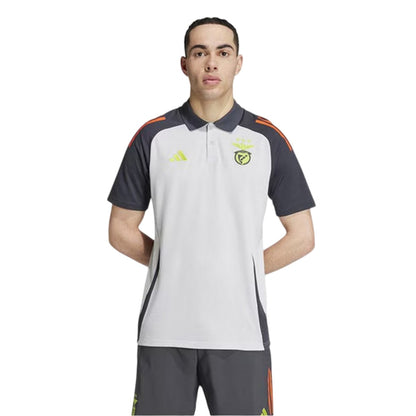 Solid Grey-Red - Side - Adidas Mens 2024-2025 SL Benfica Polo Shirt