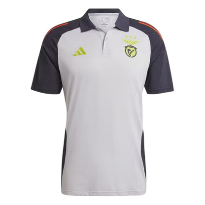 Solid Grey-Red - Front - Adidas Mens 2024-2025 SL Benfica Polo Shirt