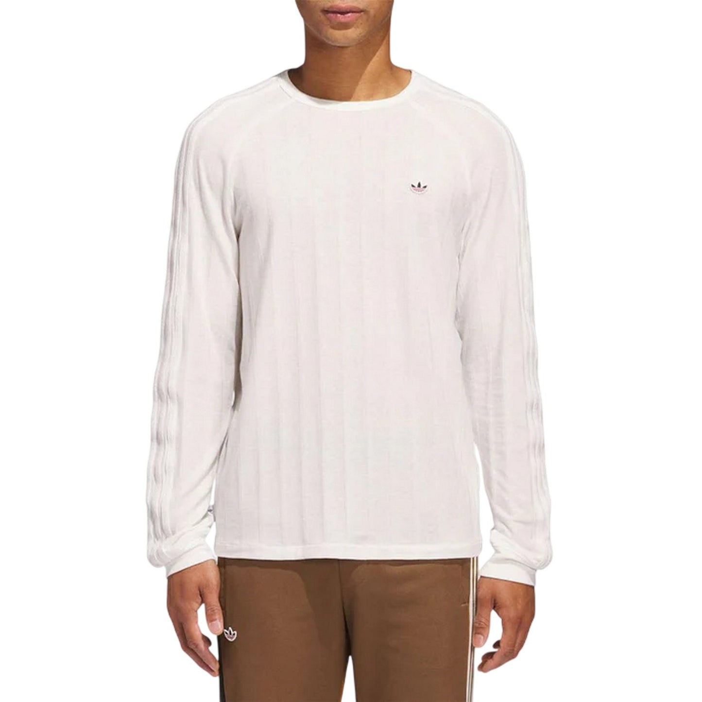 White - Side - Adidas Mens Originals Ribbed Long-Sleeved T-Shirt