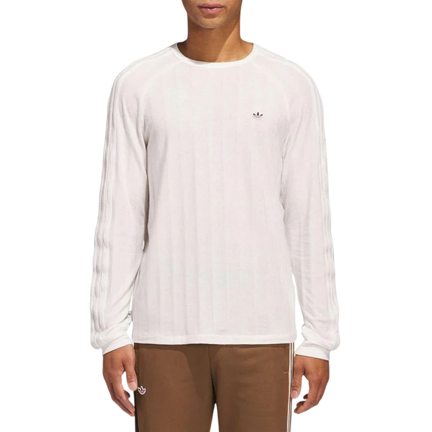 White - Side - Adidas Mens Originals Ribbed Long-Sleeved T-Shirt