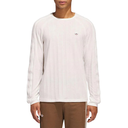 White - Side - Adidas Mens Originals Ribbed Long-Sleeved T-Shirt