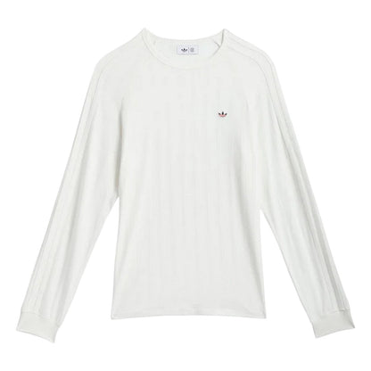 White - Front - Adidas Mens Originals Ribbed Long-Sleeved T-Shirt