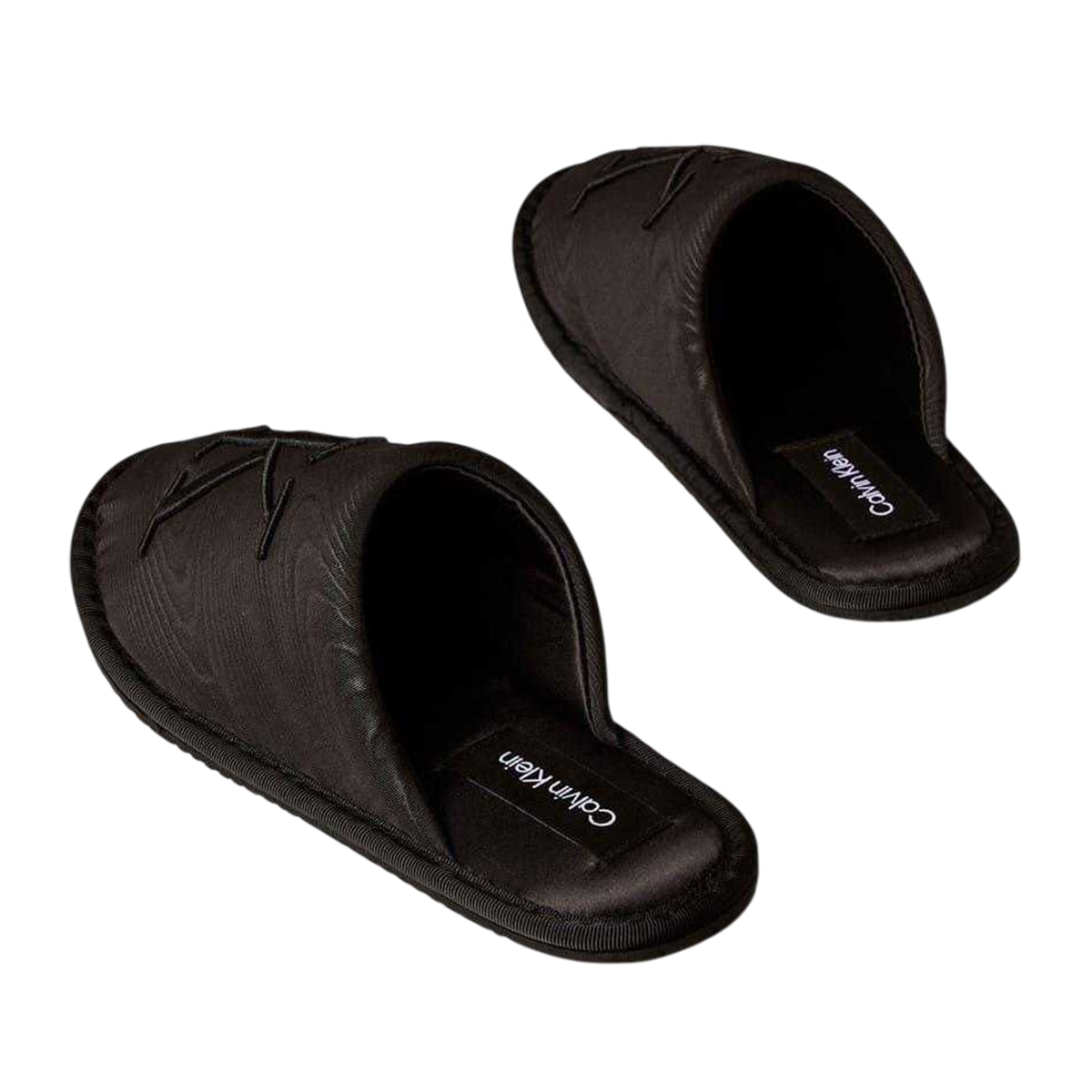 Black - Back - Calvin Klein Womens-Ladies Logo Satin Closed Toe Mules
