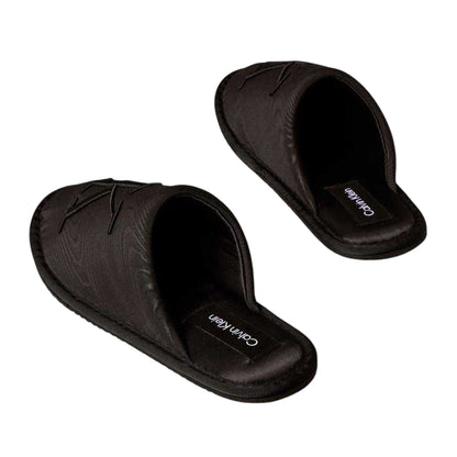 Black - Back - Calvin Klein Womens-Ladies Logo Satin Closed Toe Mules