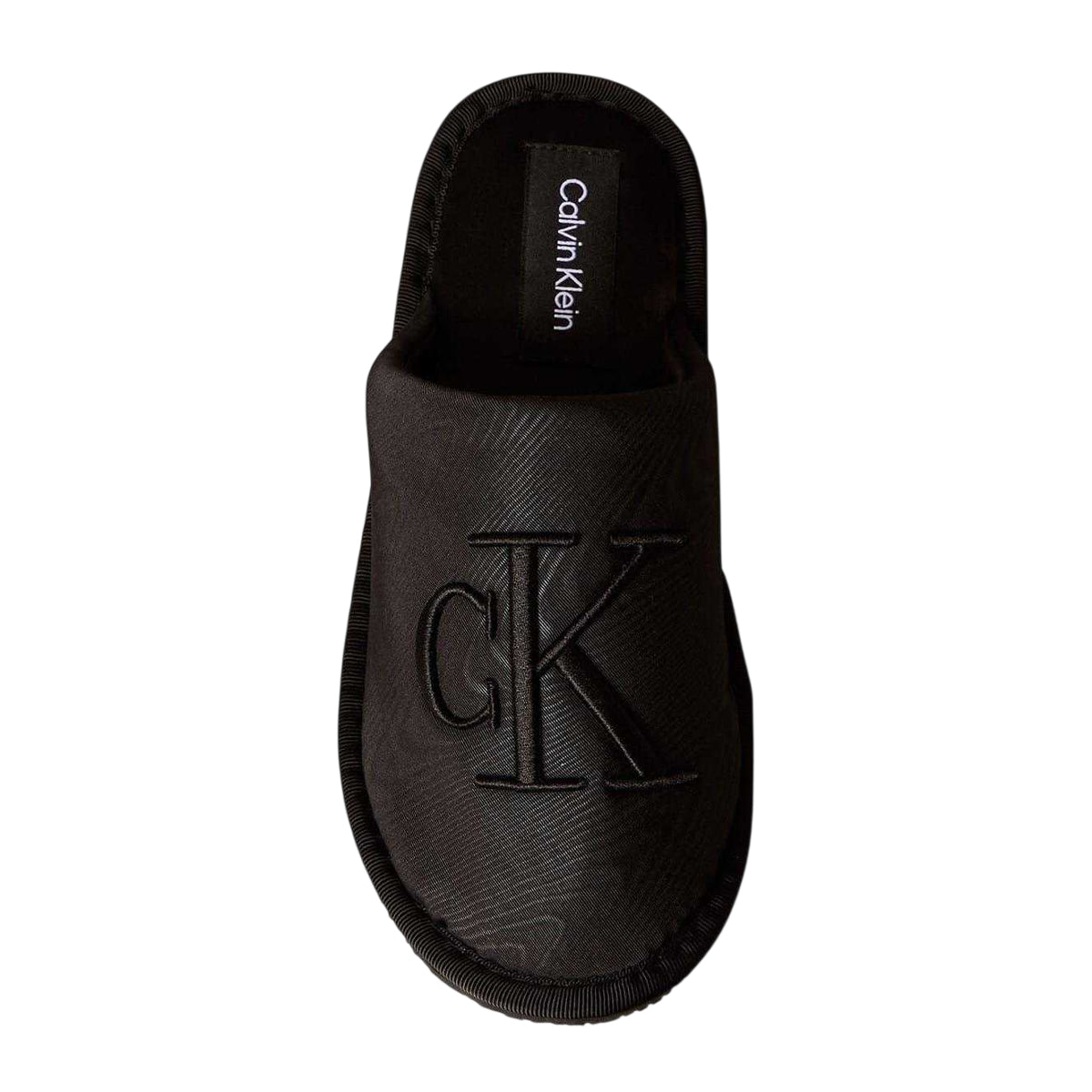Black - Side - Calvin Klein Womens-Ladies Logo Satin Closed Toe Mules